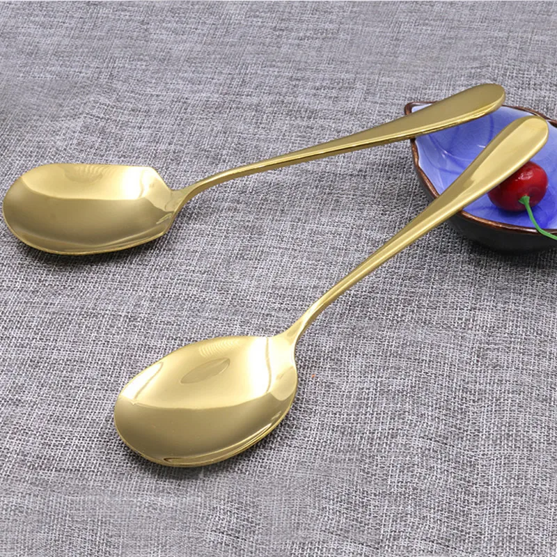 Simple Stainless Steel Titanium Plated Rice Spoon, Color:Silver Black en  2023