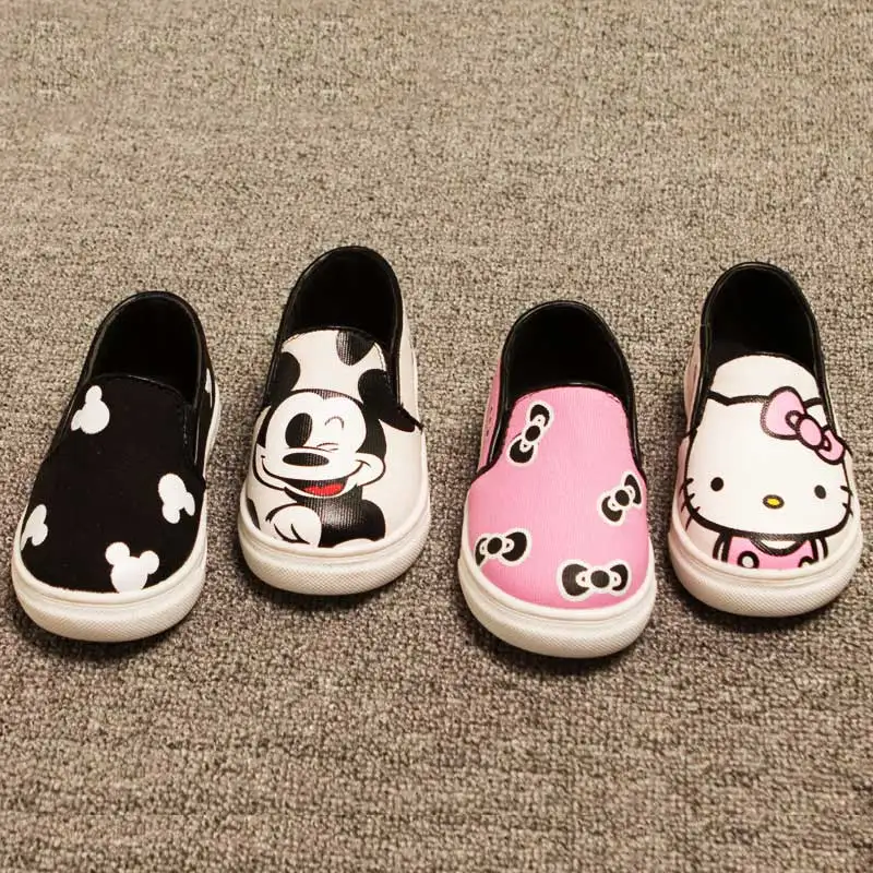 

Size 21-35 All-match children shoes Autumn Cartoon Cute child sneakers hello kitty Cat AB Canvas Kids shoes for Boys Girls