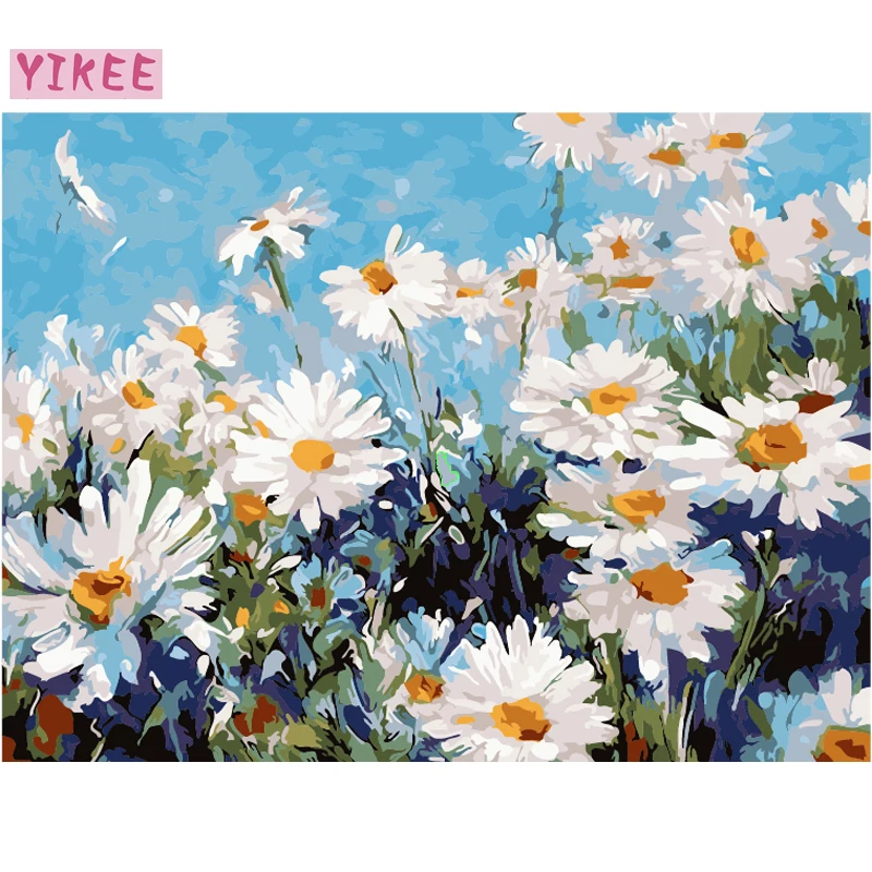 

colorful picture by numbers flowers,livingroom decoration,nordic style,painting by numbers daisy flowers