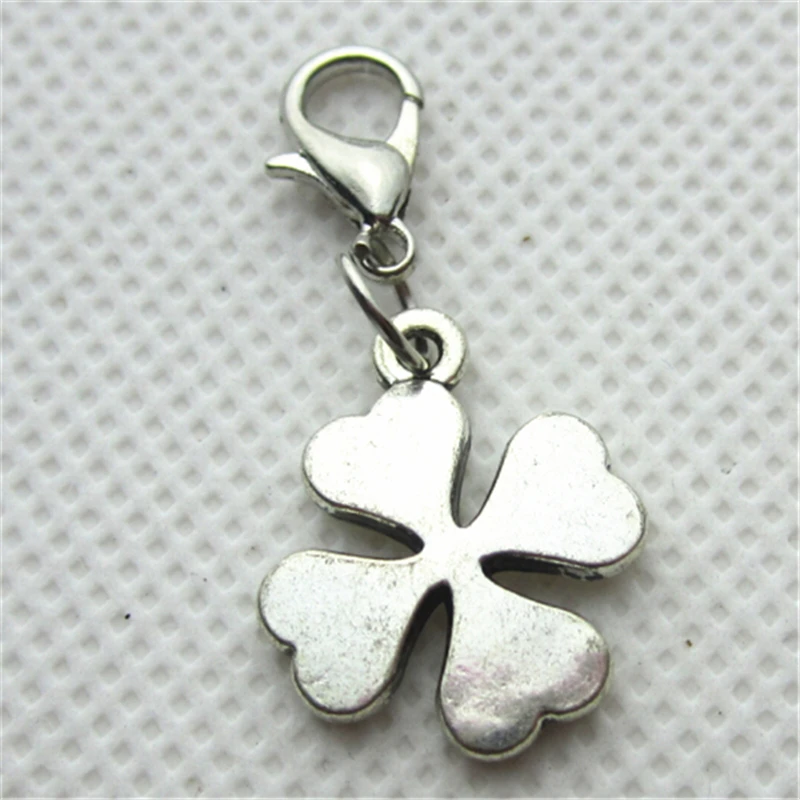 

20pcs Luckey Four Leaf Clover Dangle Charms DIY Jewelry for Bracelets Pendants Lobster Clasp Floating Hanging Charms Accessory