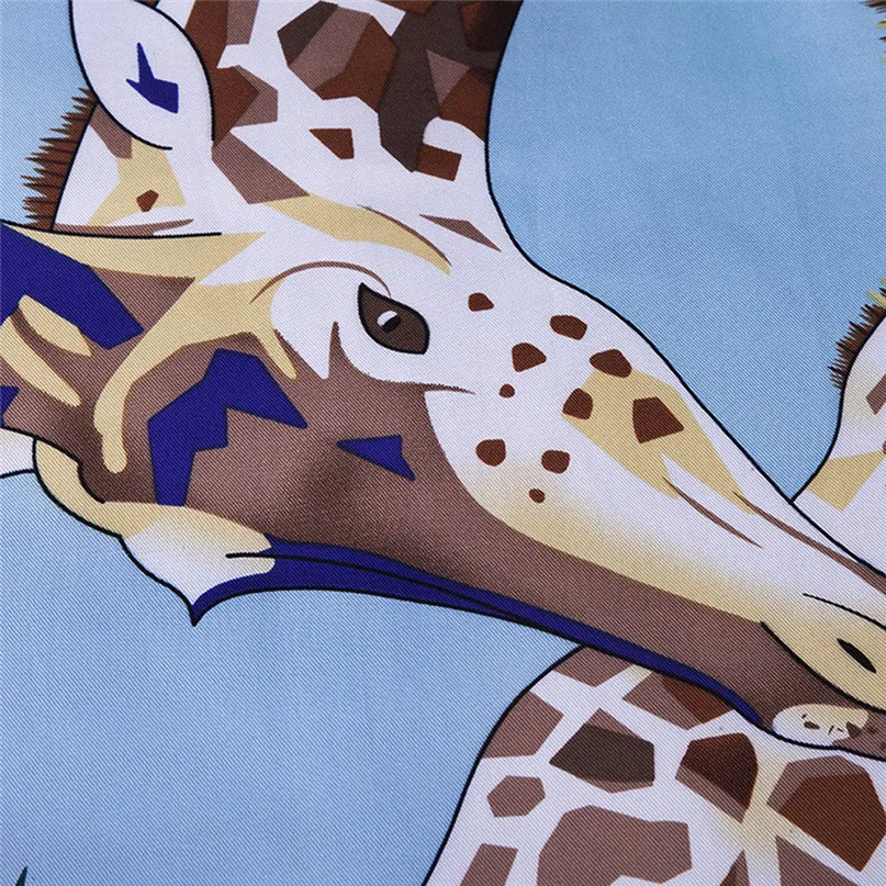 Hiking Scarves Women Giraffe Print Hijab Scarf Square Head Shawl Scarfs 130x130cm Tourist beach sunscreen shawl #2M06 (16)