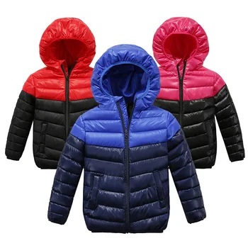 

Children's Winter Splice Jackets 2020 New Kids Down Coat Baby Jacket For Girls Parka Outerwear Hoodies Boy Stripe Coat 4-8 Years