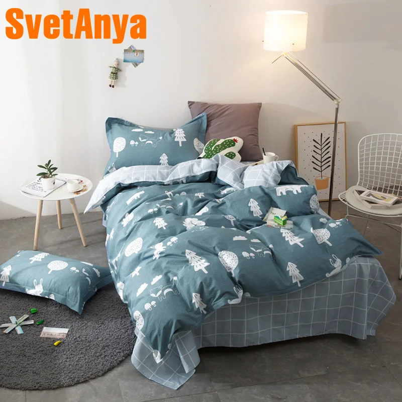 

Svetanya Single Twin Size Bed Linens 100 Cotton Sheet Pillowcase Quilt Cover Sets Forest Printed