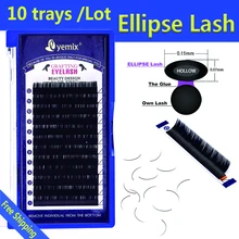 Eyemix 10 шт./лот эллипс ресницы 3D PBT волокно реснички искусственные плоские Индивидуальные Наращивание ресниц очень мягкий свет