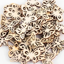 50 шт./упак. DIY пустой шаблон, красивая бабочка украшения ремесла Деревянный Цвет Свадебные Жетоны для влюбленных Висячие Подвески