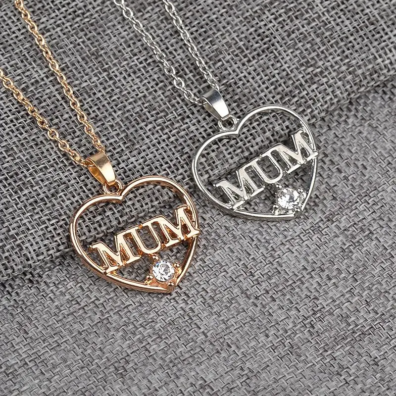 Модные стразы в форме сердца ожерелье с надписью love MUM цепочкой подарок на день