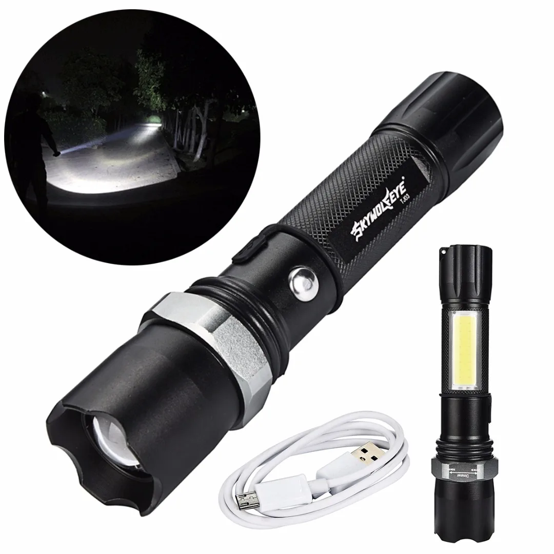 

Super Bright XPE + COB 500 Lumens Flashlight Rotating Adjustable Focus Torch 4 Modes Lamp Mini Penlight For Outdoor Camping