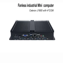 Безвентиляторный промышленный Celeron J1900 мини-компьютер с 4 * COM Mini PC для киоск поддержки Windows 7/8/ 10 Linux