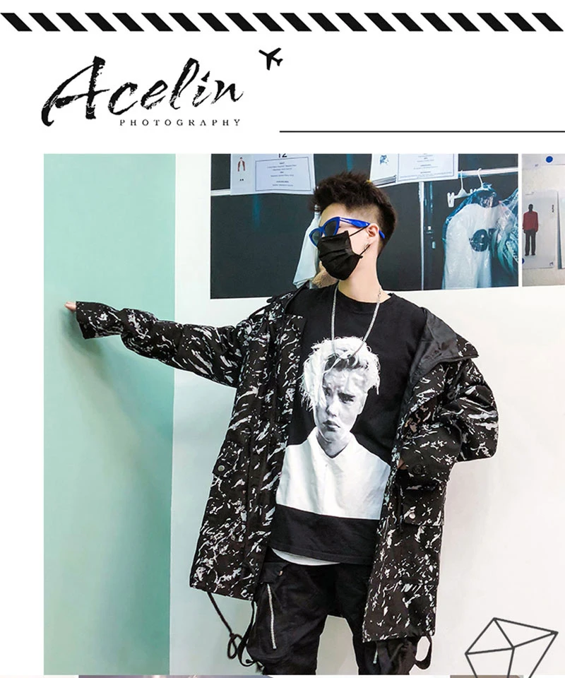  Retro Vintage Print Long Windbreaker Jacket Fashion High Fashion  (1)