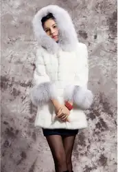 Европа и США женские длинные волосы воротник с имитацией кроличьей шерсти Мода High-End темперамент пальто с мехом