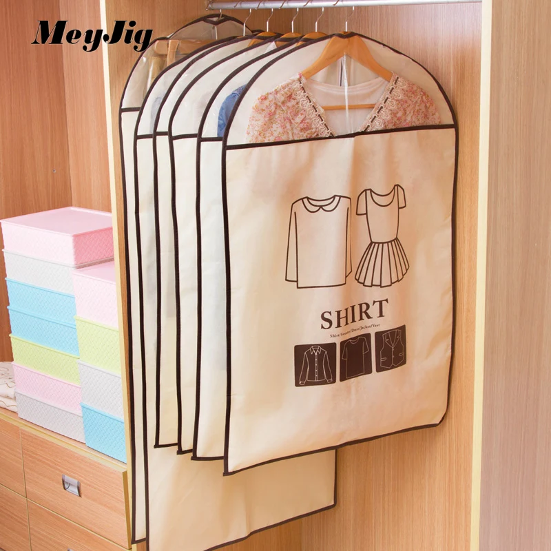 Coat Dust Cover Wardrobe Clothing Dust proof Storage Bag Organizer Non woven Hanging Bag Cover