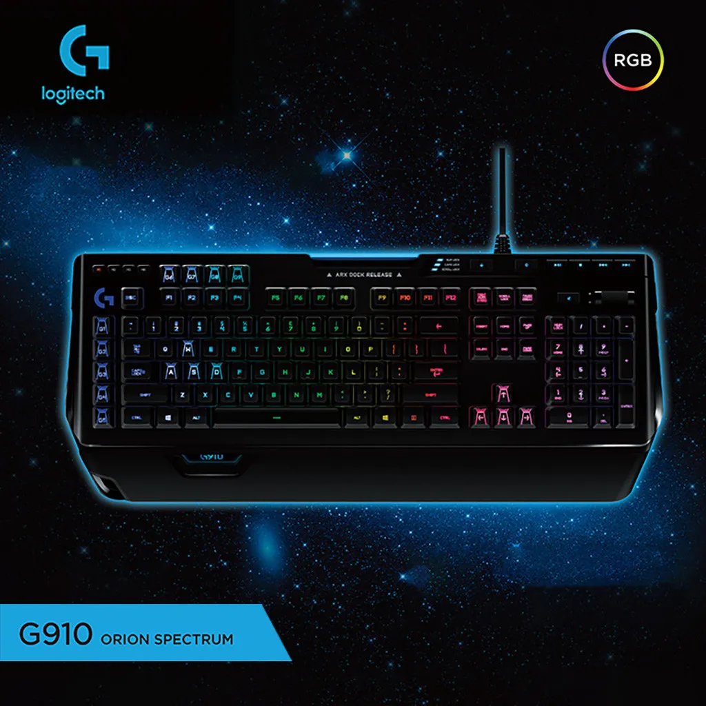 100% Logitech G910 Проводная игровая Механическая программируемая клавиатура с RGB