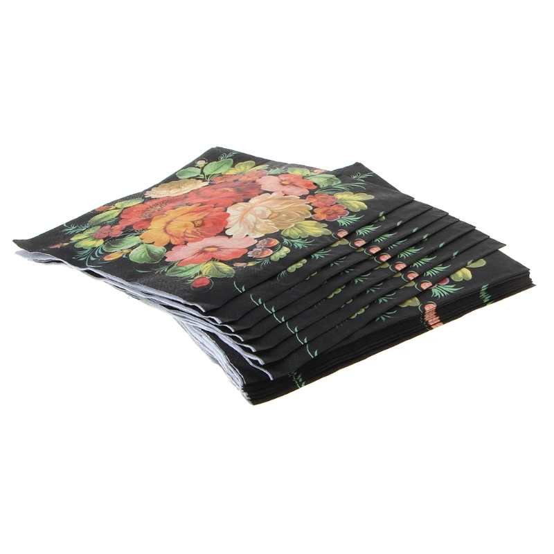 Высококачественный винтажный черный цветок бумажные салфетки кафе и салфетки из ткани для вечеринок
