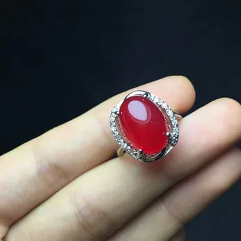 

C29#925 silver inlaid natural chalcedony live ring, clean and bright