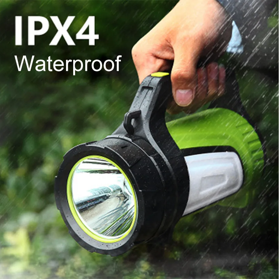 

Led Portable Spotlight Led Work Light Rechargeable Built-in lithium battery Outdoor Searchlight Lamp With USB Charger + Strap