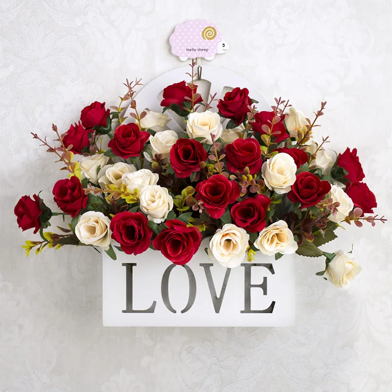 

10 Heads Rose Artificial Flowers Silk Flower Small Bouquet Fake Flower Decoration for Wedding Home Party