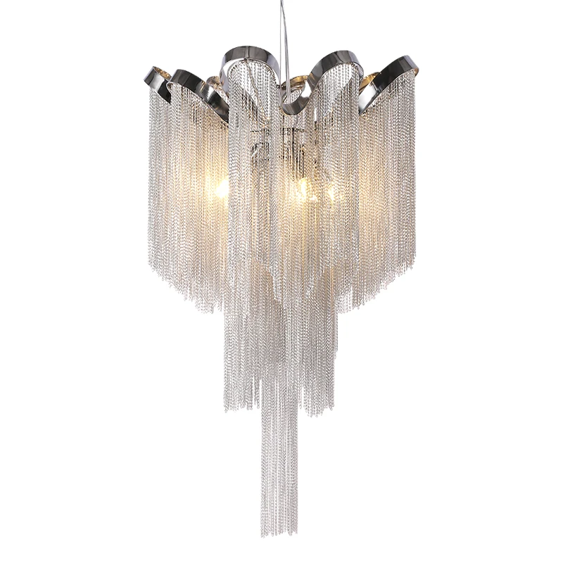 

Classic Tassel Chandelier Light Fixture Aluminum Chian Suspension Lamp Hanging Lustre for Living room Dining room Hotel Project