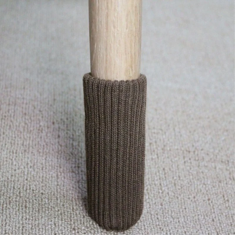

4Pcs/set 4*11cm Gray Knitted Dining Table Chair Leg Socks Black Stool Mat Protective Case Chair Booties Socks Protective Sleeve