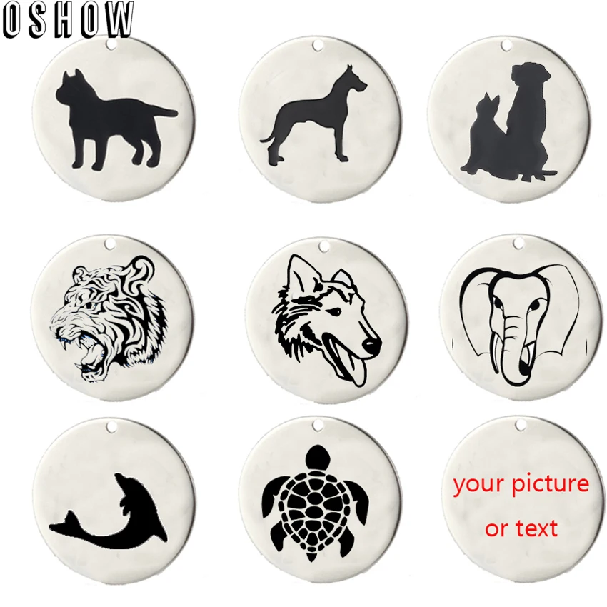 Customized Animal Charm Stainless Steel Round Charms Pet Lover's Gifts