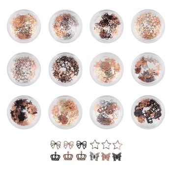 

1 Wheel Metal Butterfly Star Crown Nail Art Decoration Stickers For Nails Design Manicure UV Gel Studs Tips Nail Accessories