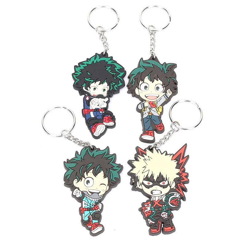 4pcs/set Boku no hero my hero academia PVC soft Keychain ...