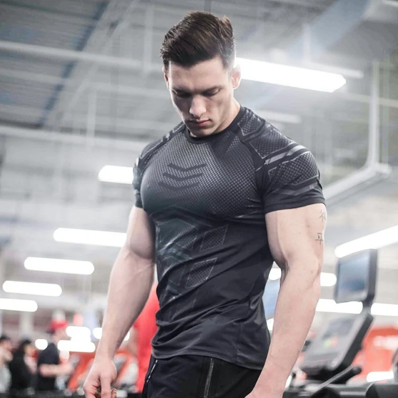 Men’s Quick Dry Training Fitness Sports Short Sleeve T-Shirt Athletic Tops 