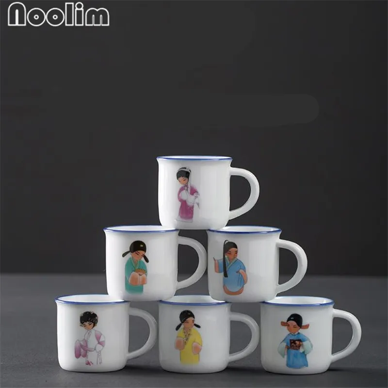 

6Pcs/Set Ceramic Household Teacups With Handle Chinese Style Handpainted Tea Cups Set Handmade Teaware Accessories