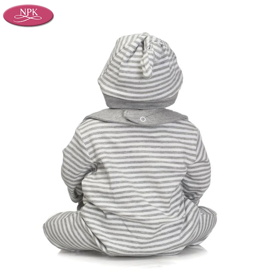 NPK 56CM Full Body Silicone Black Boy Reborn Baby Doll + Stuffed Toy Soft Bear Children Bathe Playmate Toys Lifelike Bebe Menino (4)