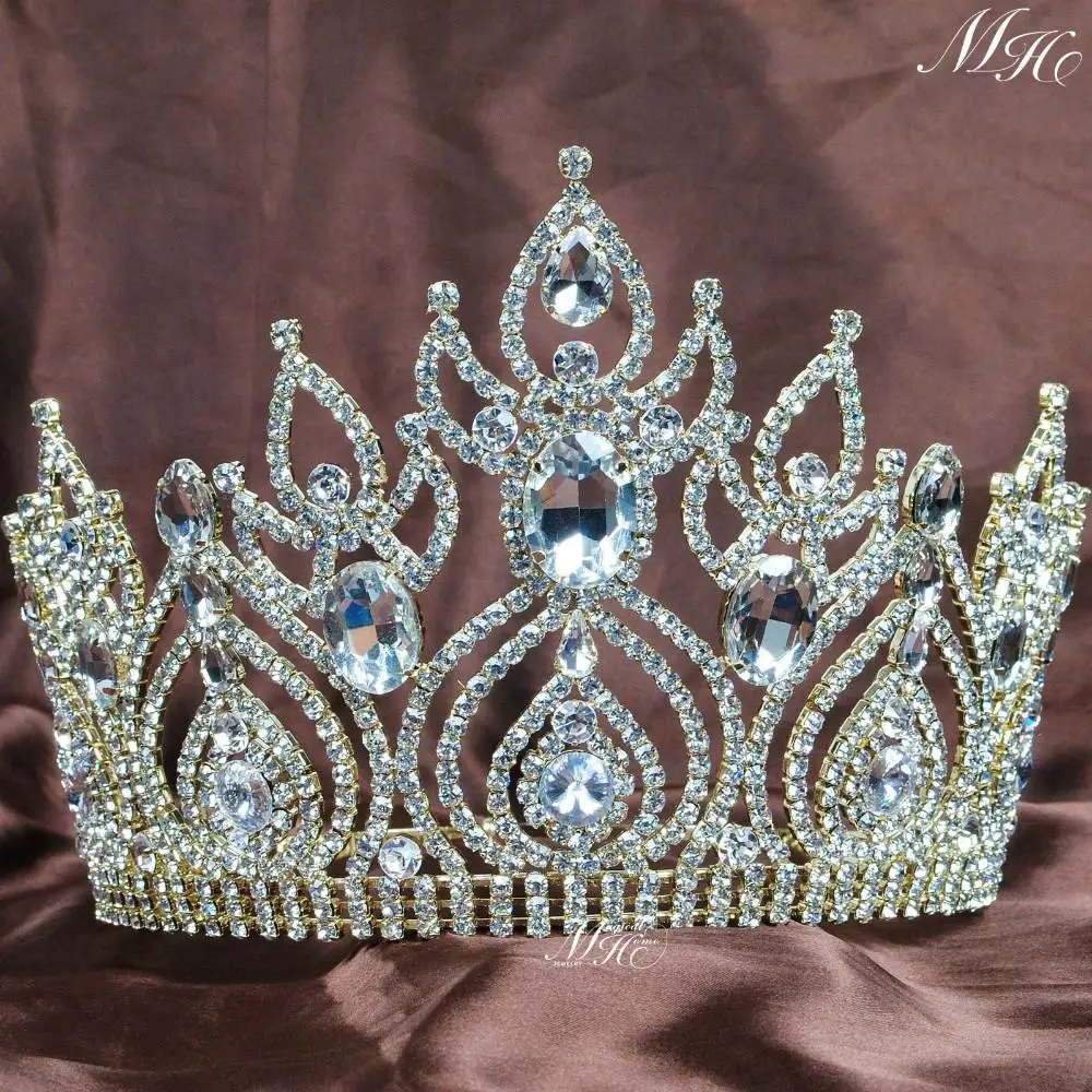 Tiaras grandes y hermosas para novias, coronas nupciales doradas