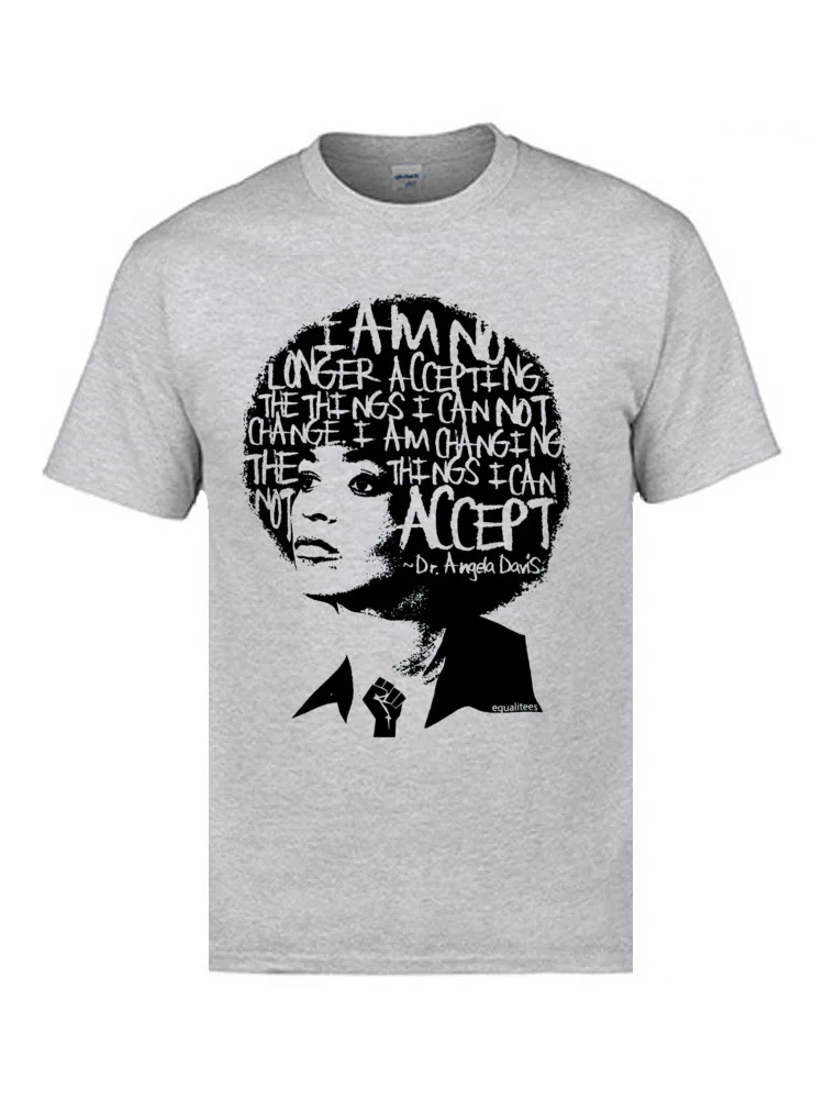 Brand Men Tops T Shirt Summer Fashionable T-Shirt 100% Cotton Short Sleeve Design T Shirts Crewneck Top Quality ANGELA DAVIS SAID IT BEST . . . 1581 grey