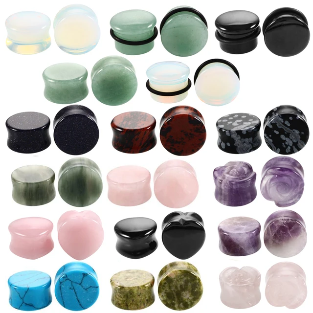 2pcs/lot Stone Plugs and Tunnels Ear Piercings Earring Gauges Piercing