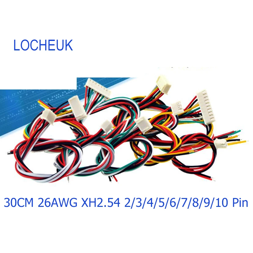 

10pcs 26AWG JST XH-2.54 2 / 3 / 4 / 5 / 6 / 7 / 8 / 9 / 10 Pin XH-2.54 Pitch 2.54mm Connector Plug With Wire Cable 30cm Length