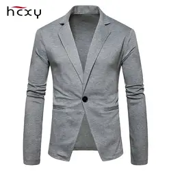 HCXY осень мода Slim Fit пиджак Для мужчин s Повседневное одноцветное Цвет мужской пиджак одной кнопки Masculino пиджаки Для мужчин Размеры s-XXL