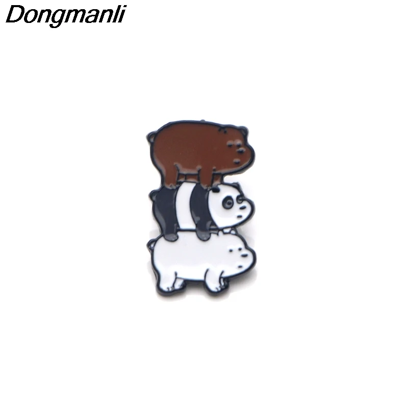 

P3371 Dongmanli We Bare Bears Enamel Pins and Brooches for Women Men Lapel Pin backpack bags badge Gifts for Kids