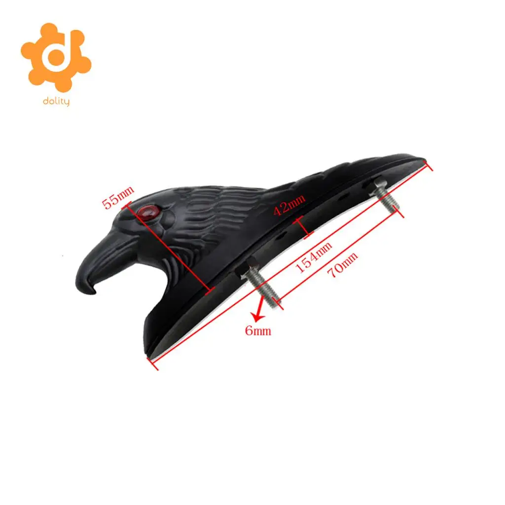 Motorcycle Eagle Head Ornament w/ Red Lighted Eye Chrome Black Front