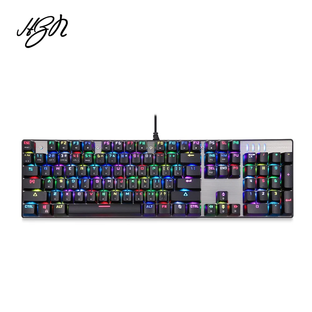 

Motospeed CK104 Russian 87 Keys Mechanical Keyboard Ergonomic Black RGB Gaming Gamer Keyboard With Backlight For PC