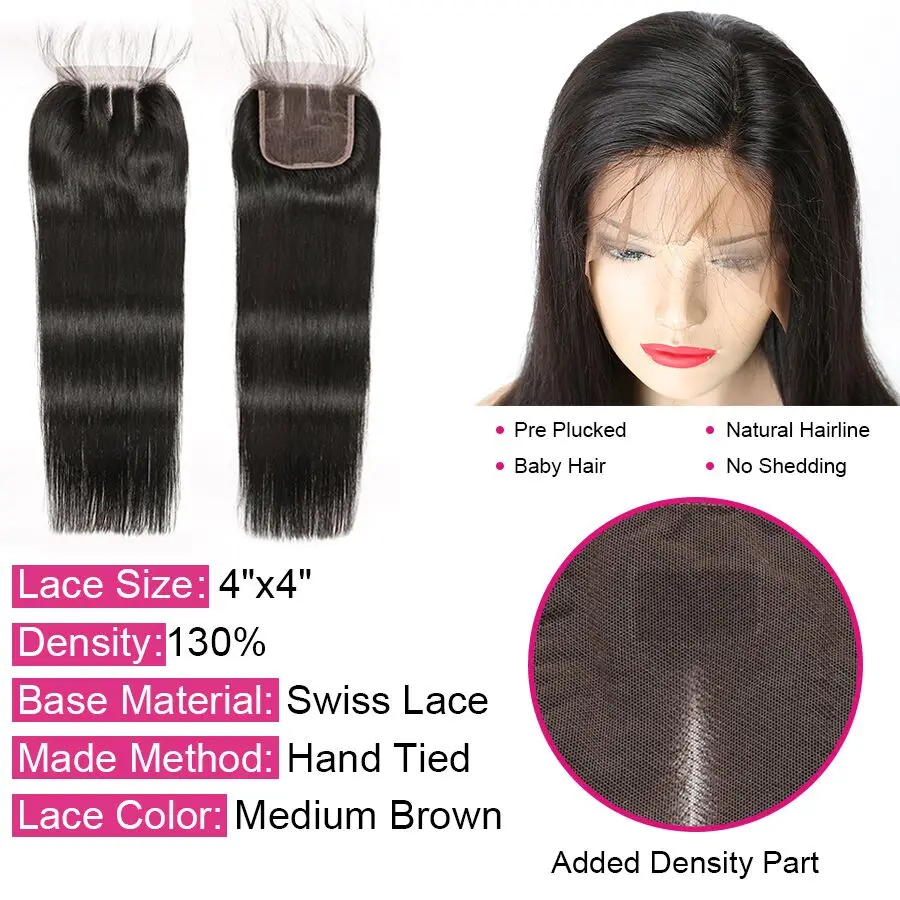 Remy Straight Hair Bundles With Closure Peruvian Hair Bundles With