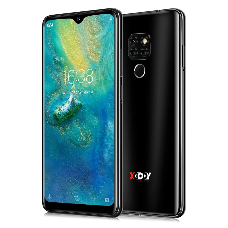 XGODY Dual 4G Sim мобильный телефон Android 9,0 6,2" 19:9 смартфон 2 Гб 16 Гб MTK6737 четырехъядерный 13,0 МП отпечаток пальца mate 20 мобильный телефон - Цвет: Black