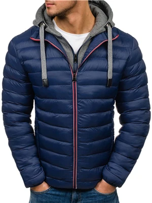 ZOGAA зимняя куртка мужская одежда новая брендовая парка с капюшоном хлопковое пальто мужские теплые куртки модные пальто - Цвет: navy blue