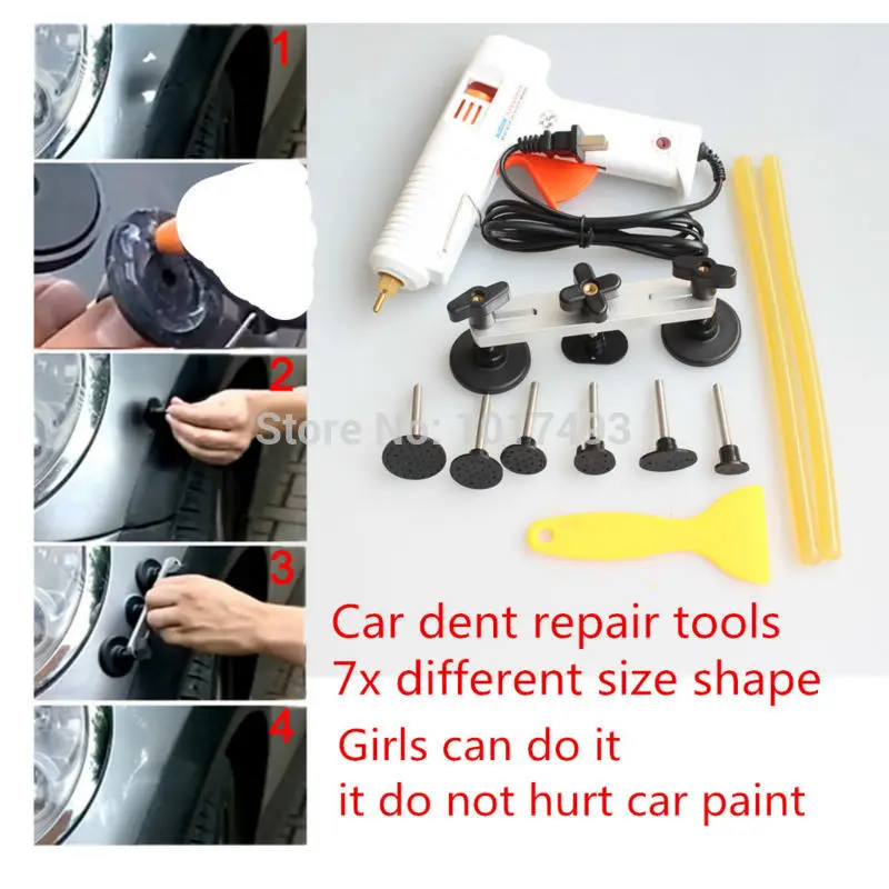 

PDR Tools Paintless Dent Puller Remover Pulling Bridge Dent Removal Hand Tool For Car Dent Repair Tools set PDR Kits + glue gun