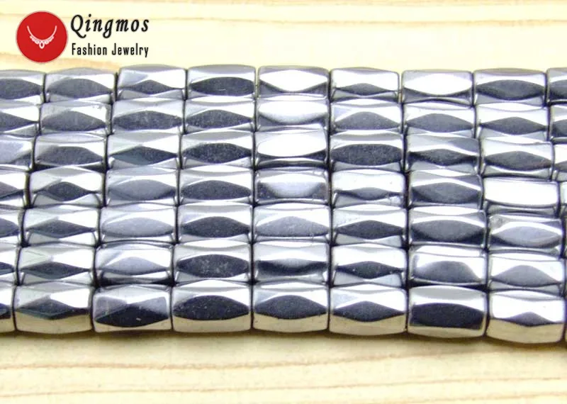 

Qingmos 5*8mm Column Faceted Gray Hematite Magnetic Loose Beads for Jewelry Making Necklace Bracelets DIY Los710 Free Shipping