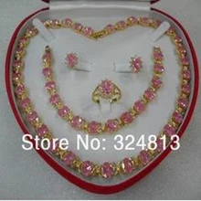 WOW! Розовый кристалл CZ ожерелье браслет серьги кольца