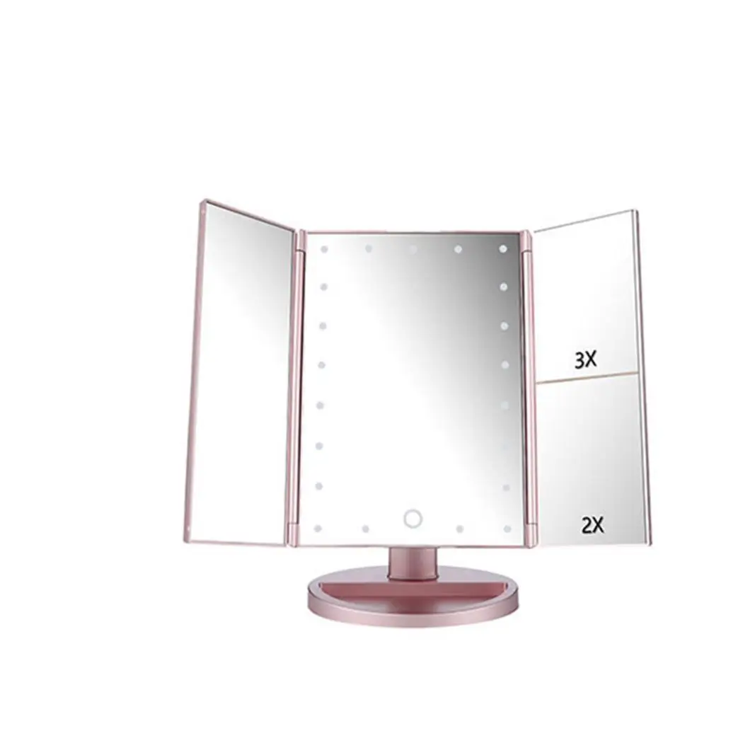 

Touch Screen Makeup Mirror Table Desk LED Mirror with 22 LEDs 3 Folding Adjustable Mirror Women Makeup Tool