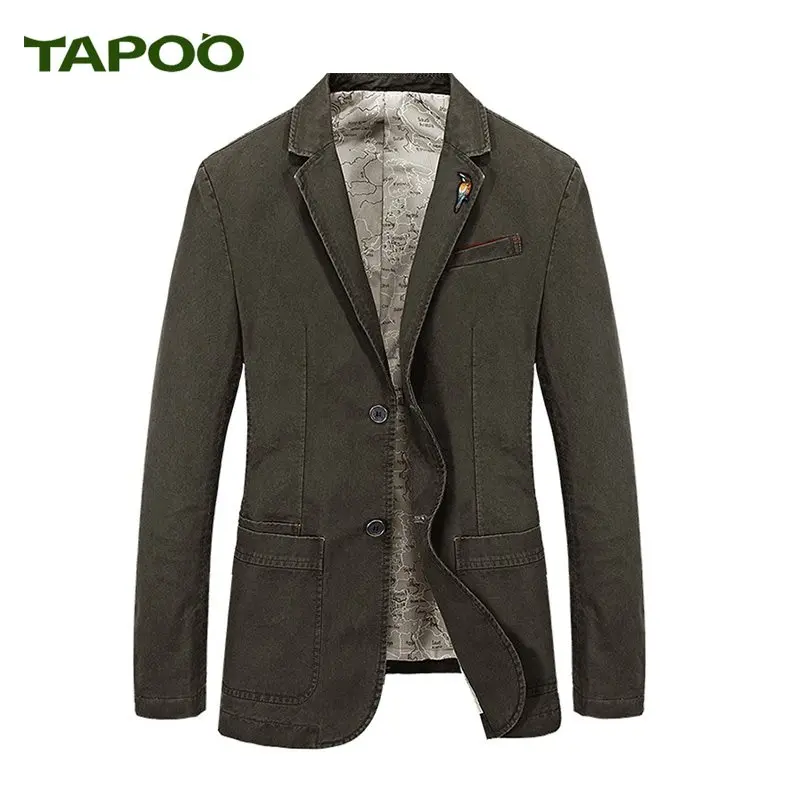 Men Blazer 2019 Spring Single Breasted 100% Cotton Parka Men's Slim Fit Jackets Royal Bule Large Size Caudal Suit S -XXXXL