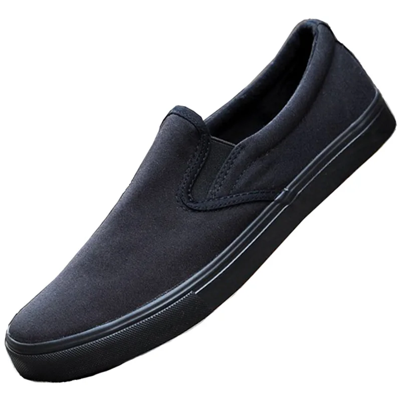 

Large Size 46 47 48 Breathable Men's Vulcanize Shoes Pure Black Slip-On Men Sneaker Spring/Autumn Canvas Loafers Shoes
