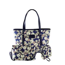 Designer Floral Canvas Composite Bag Ladies Printing Casual Tote Bag Fashion Blue Red Crossbody Bag Clutch