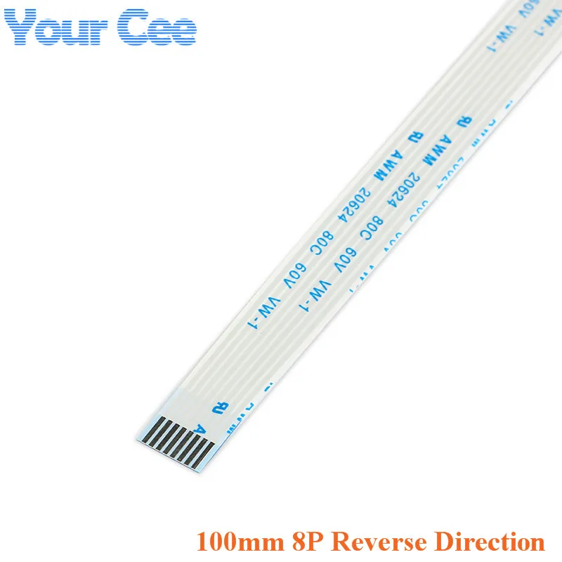 

10 pcs 100MM Length 8 Pins 1.0mm Pitch FFC FPC TTL Ribbon Flat Cable Reverse Direction Flex