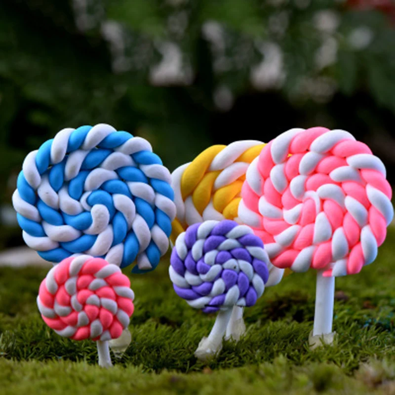 

Colorful Fake Delicate Lollipop Lolly Sugar-loaf Mushroom Garden Cozy Rainbow Model Small Figurine Crafts Ornament Miniature DIY