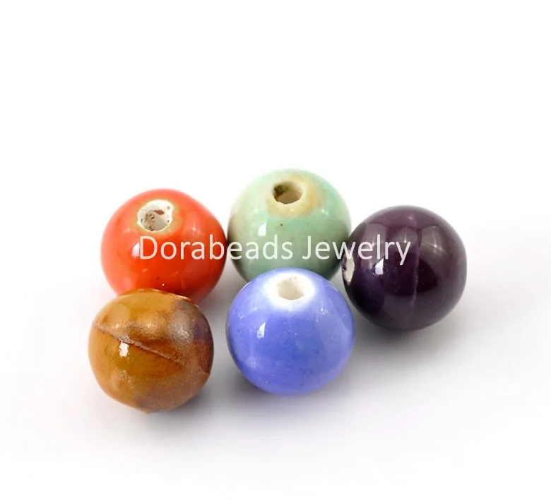 DoreenBeads 50 Шт. Смешанные Круглый Керамические Бусины 12 мм (4/8 &quot) Диам. (B21447) иу|jewelry
