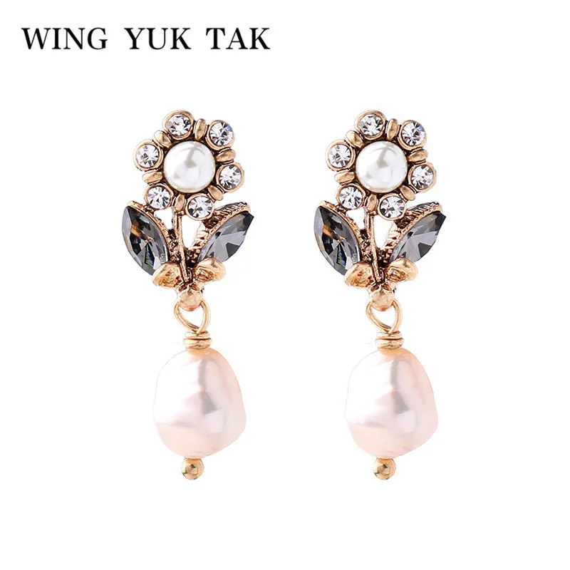Женские серьги капельки wing yuk tak винтажные хрустальные цветы из натурального